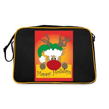 Be Nosy Rudolph/ Frohe Feiertage - Retro Tasche - Schwarz/Gold - Hinten