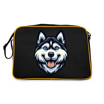 Cartoon Husky Head - Retro Bag - black/gold - Back