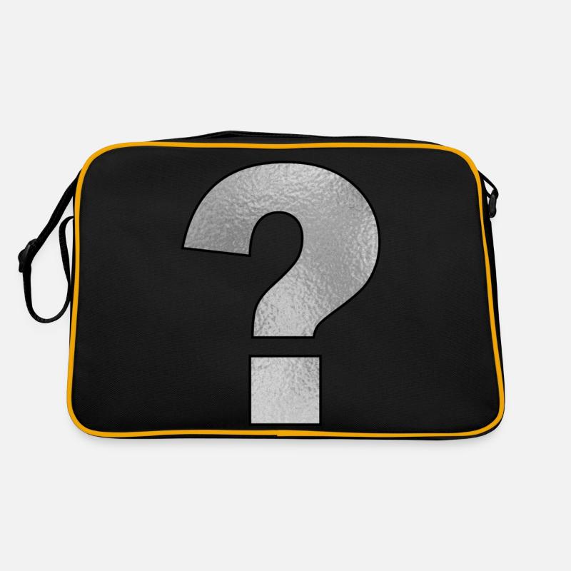Punctuation Mark Question Mark Silver - Retro Bag - black/gold