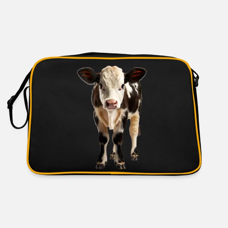 Ein junges Kalb - Retro Tasche - Schwarz/Gold