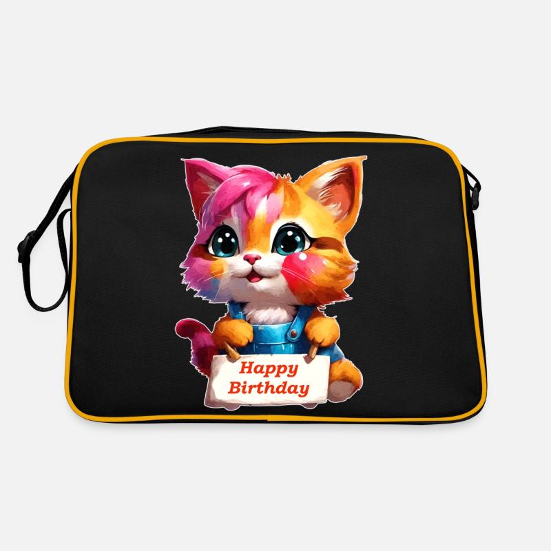Ein lustiges Geburtstagskätzchen Retro Tasche