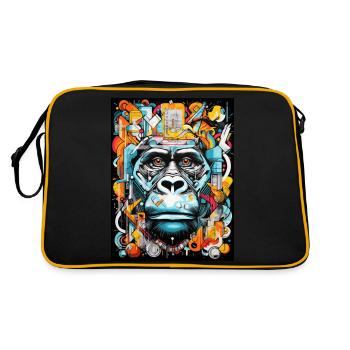 [MB] Na du Affe - Retro Tasche - Schwarz/Gold - Hinten