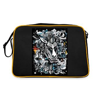 [MB] Majestic Mandrill: Grey Elegance - Retro Bag - black/gold - Back
