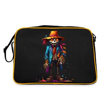 Vogelscheuche / Erntehelfer / Maisfeld / Feld - Retro Tasche - Schwarz/Gold - Hinten