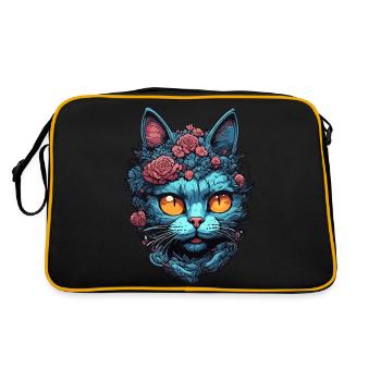 Cool Cat / Funny / Animal / Pet / Crazy - Retro Bag - black/gold - Back