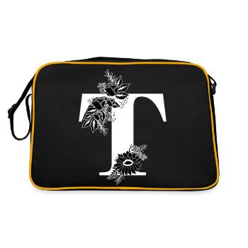 Lettre t floral noir et blanc - Sac Retro - noir/or - Dos