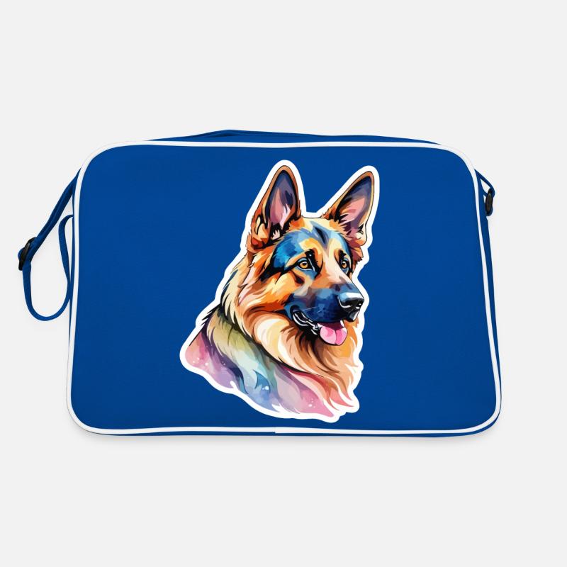 German Shepherd Watercolor Retro Bag