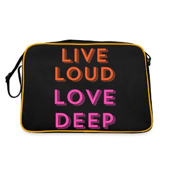 « Vivre fort, aimer profondément. » - Sac Retro - noir/or - Dos