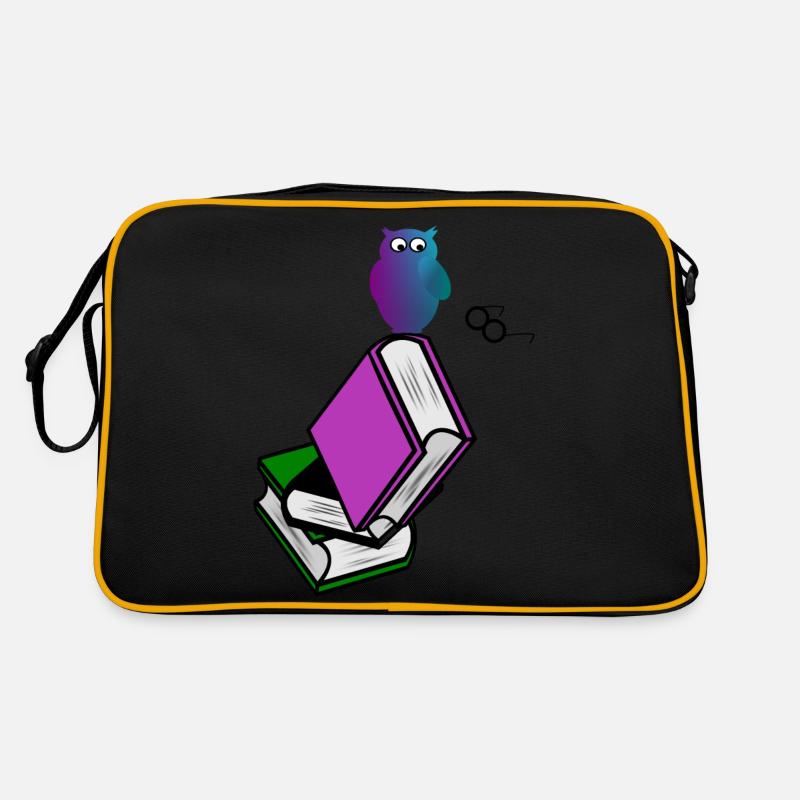 Buch Mit Eule - Retro Tasche - Schwarz/Gold