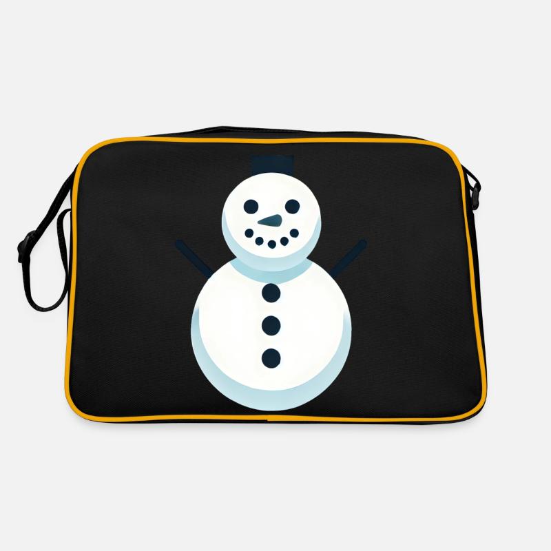 Schneemann - Retro Tasche - Schwarz/Gold
