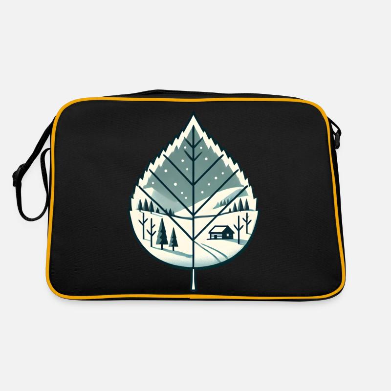 Blatt mit Schneelandschaft Retro Tasche