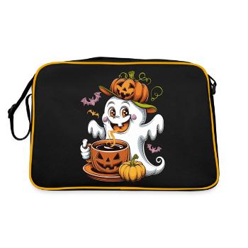 Pumpkin Halloween Ghost - Retro Bag - black/gold - Back