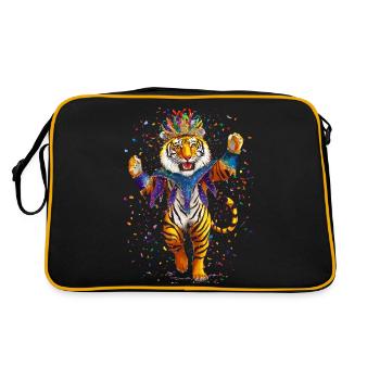 Tiger Mardi Gras Fasching - Retro Tasche - Schwarz/Gold - Hinten