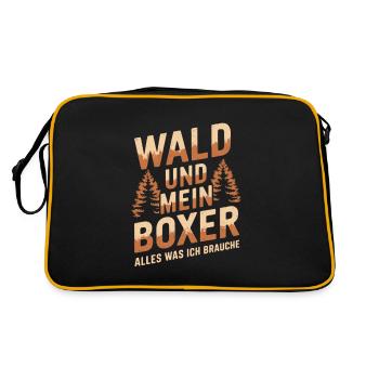 Wald und mein Deutscher Boxer - Retro Tasche - Schwarz/Gold - Hinten