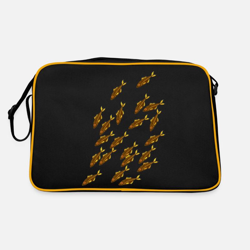 Fischschwarm - Retro Tasche - Schwarz/Gold
