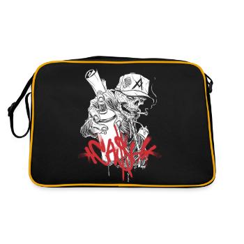 BARGELD GRAFFITI RAP HIP HOP SCHÄDEL STREETART - Retro Tasche - Schwarz/Gold - Hinten