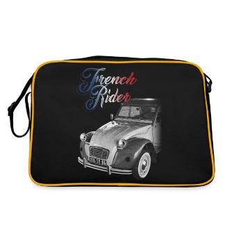 FRENCH RIDER, französisches Auto - Retro Tasche - Schwarz/Gold - Hinten