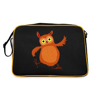 Eule (leuchtend) - Retro Tasche - Schwarz/Gold - Hinten