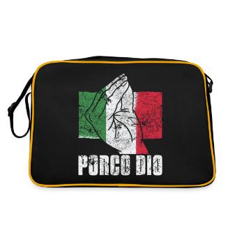 Italien Drôle de citations Porco Dio - Sac Retro - noir/or - Dos