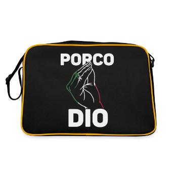 Italien Drôle de citations Porco Dio - Sac Retro - noir/or - Dos