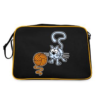 Cat playing with a ball - Retro Bag - black/gold - Back
