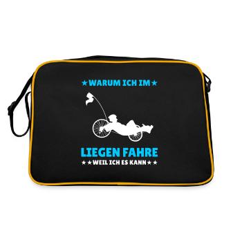 Herren Liegerad & Velomobil Sprüche Fahrrad - Retro Tasche - Schwarz/Gold - Hinten