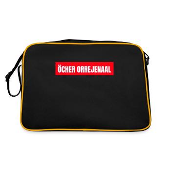 Aachen Öcher Orrejenaal Platt Redewendung Dialekt - Retro Tasche - Schwarz/Gold - Hinten
