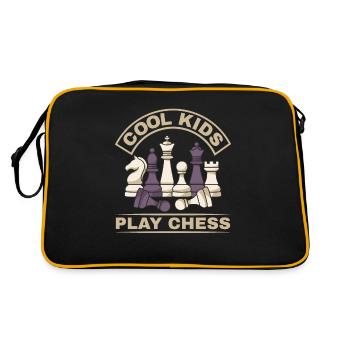 Coole Kinder Spielen Schach - Retro Tasche - Schwarz/Gold - Hinten
