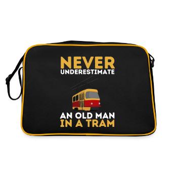 Tram Vehicle Train Streetcar Trolley Cablecar - Retro Bag - black/gold - Back