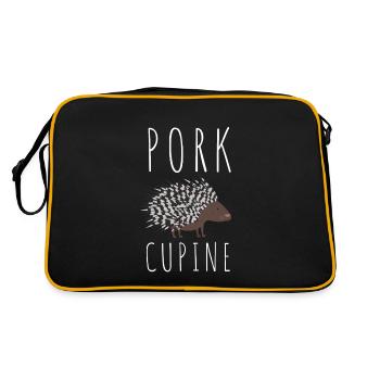 Porcupine Pig Hedgehog Rodent Hystricidae - Retro Bag - black/gold - Back