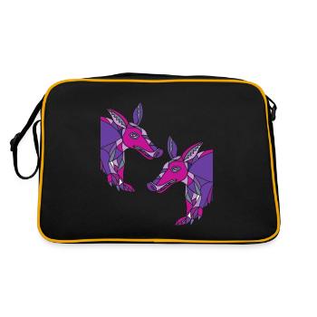 Aardvark Anteater African Ant Bear Edentate - Retro Tasche - Schwarz/Gold - Hinten