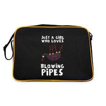 Bagpipe Teacher Player Scotsman Bagpiping - Retro Tasche - Schwarz/Gold - Hinten