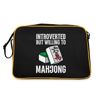 Cats Playing Mahjong - Retro Tasche - Schwarz/Gold - Hinten