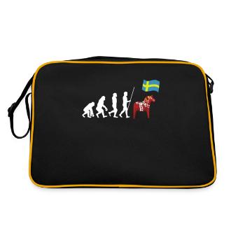 Sverige Sweden Swedish Dala Horse Dalecarlian - Retro Tasche - Schwarz/Gold - Hinten
