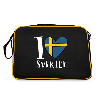 Sverige Sweden Swedish Dala Horse Dalecarlian - Retro Tasche - Schwarz/Gold - Hinten