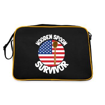 I Survived The Wooden Spoon - Parenting - Retro Tasche - Schwarz/Gold - Hinten