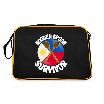 I Survived The Wooden Spoon - Parenting - Retro Tasche - Schwarz/Gold - Hinten