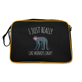I Just Really Like Monkeys Ok? - Retro Tasche - Schwarz/Gold - Hinten