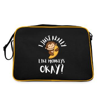 I Just Really Like Monkeys Ok? - Retro Tasche - Schwarz/Gold - Hinten