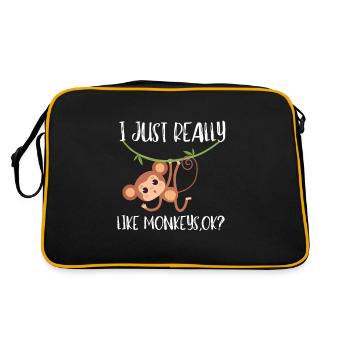 I Just Really Like Monkeys Ok? - Retro Tasche - Schwarz/Gold - Hinten