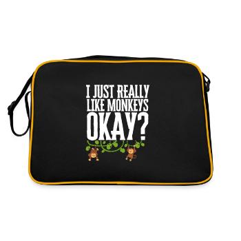 I Just Really Like Monkeys Ok? - Retro Tasche - Schwarz/Gold - Hinten