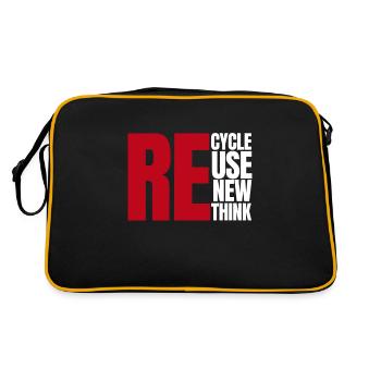 Recycle Reuse Renew Rethink Wind Turbine - Wind - Retro Bag - black/gold - Back