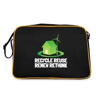 Recycle Reuse Renew Rethink Wind Turbine - Wind - Retro Bag - black/gold - Back