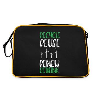 Recycle Reuse Renew Rethink Wind Turbine - Wind - Retro Bag - black/gold - Back