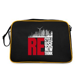 Recycle Reuse Renew Rethink Wind Turbine - Wind - Retro Bag - black/gold - Back