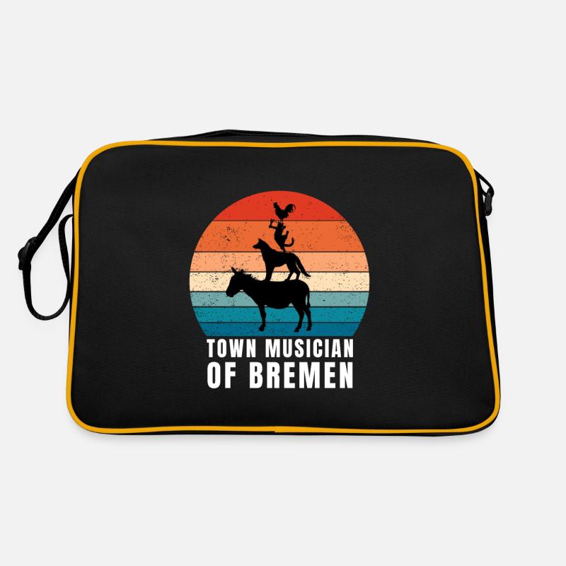 Bremen Town Musicians - Retro Tasche - Schwarz/Gold