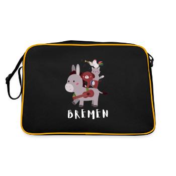 Bremen Town Musicians - Retro Tasche - Schwarz/Gold - Hinten