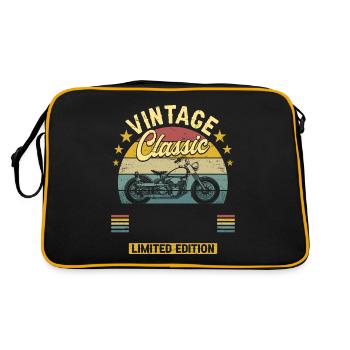Motorrad Biker Geburtstag Jahr Anpassbar - Retro Tasche - Schwarz/Gold - Hinten