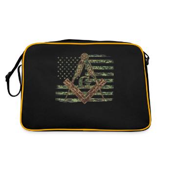 American Camo Flag Mason Masonic Camo - Retro Bag - black/gold - Back