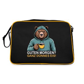 Good Morning Very Thin Grizzly Funny Bear - Retro Bag - black/gold - Back